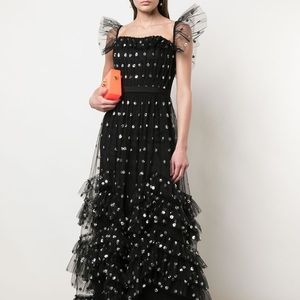 Marchesa Notte sequin embroidered ruffle gown size 8